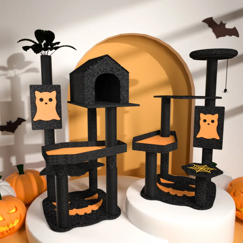 New Design Halloween Style Cat Tower Sisal Scratching Post with Coffin Bed for Cats
