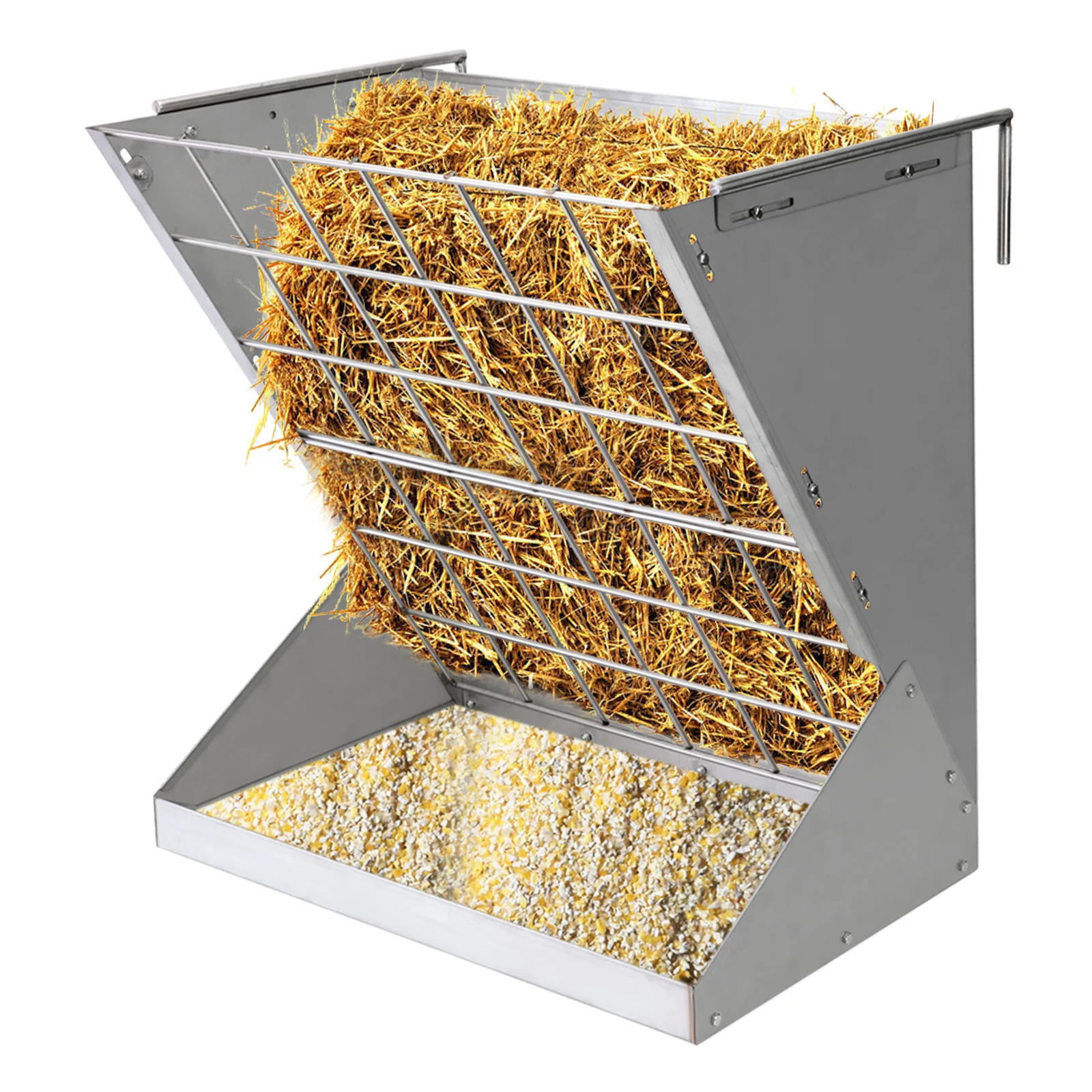 Stainless steel goat sheep feeding trough Large capacity Grain and hay 2 in 1 horse feeder trough