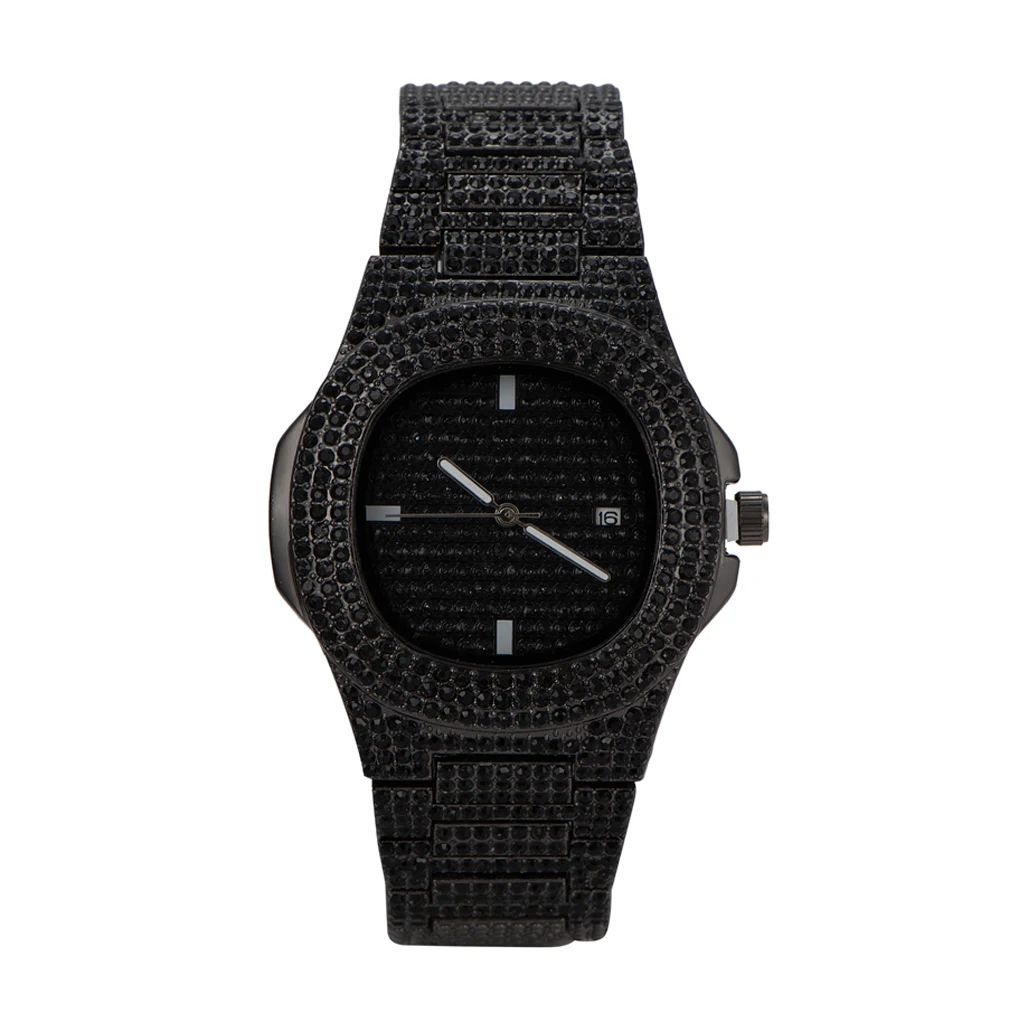  2021 Hip Hop Jewelry 18K Gold Plated Micro CZ Diamond Stainless Steel Roman Watches Luxury Men