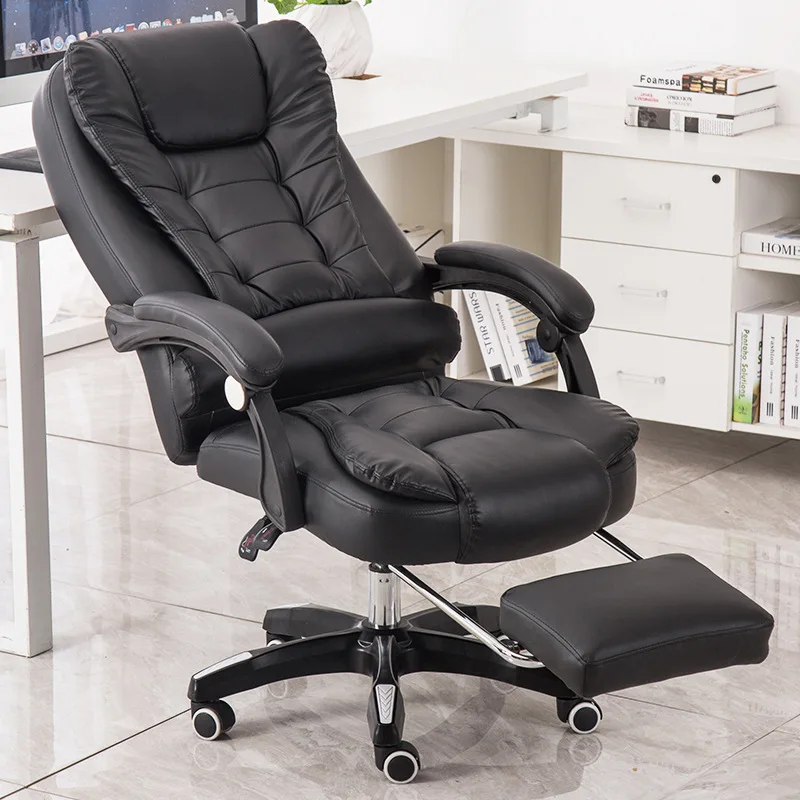 HANYEE Modern Home Office Swivel Chair Comfortable Dormitory Student Chair with Metal Armrest Synthetic Leather Material