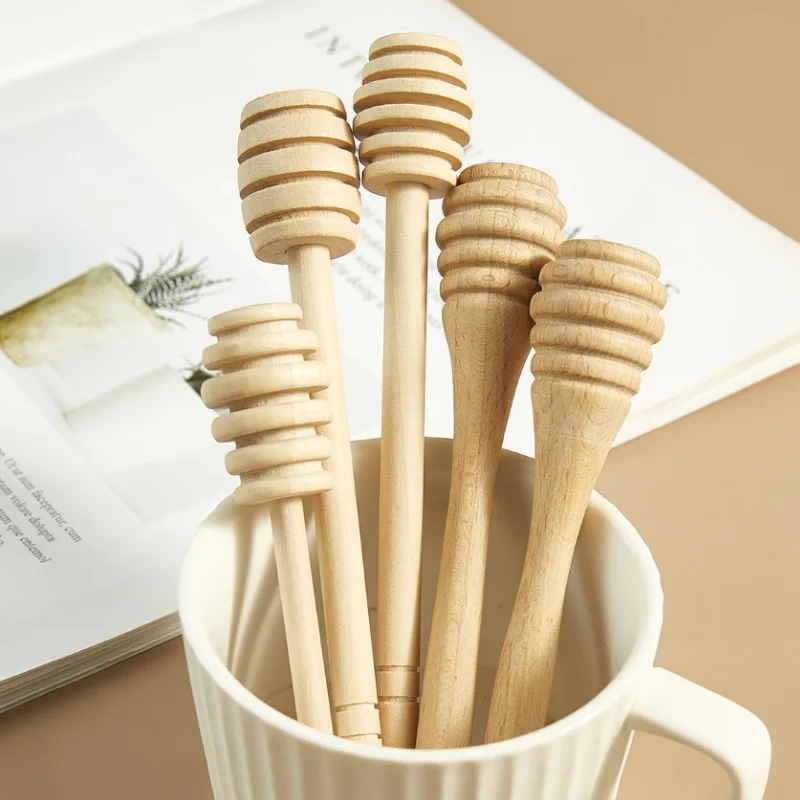 Hot bamboo manual wooden syrup spoon honey spoon wooden honey spoon stirring rod can be customized logo wood honey rod