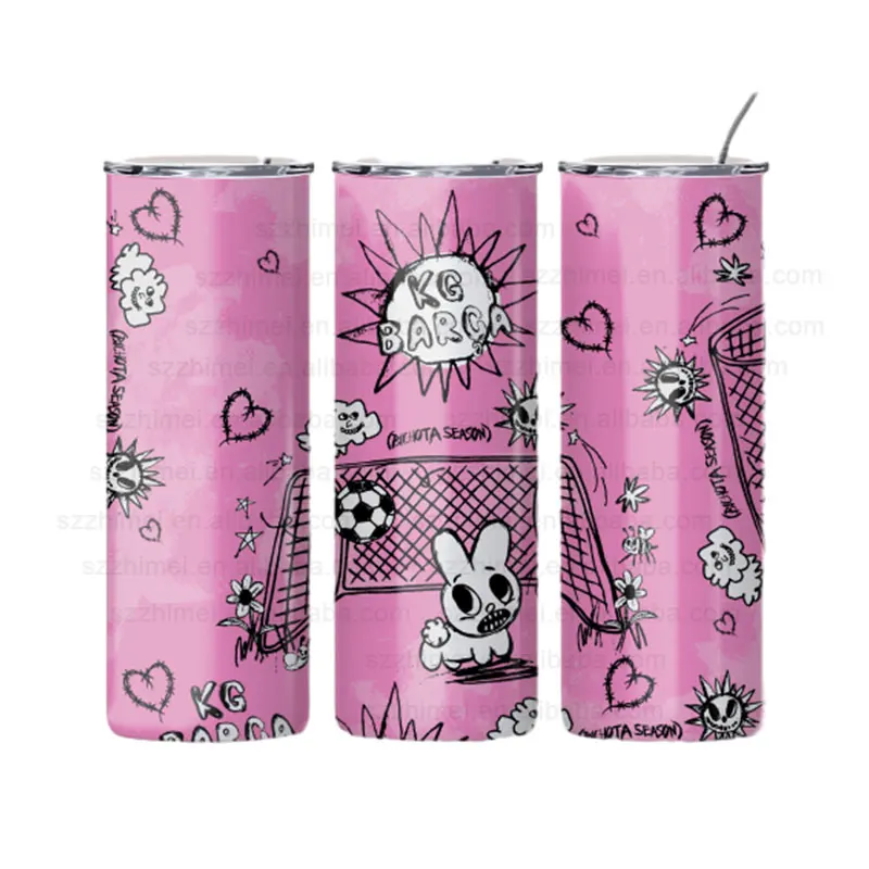 custom printed 20oz karol g barca stainless steel skinny tumbler 20 oz coffee mug insulated cup with free straws and lids