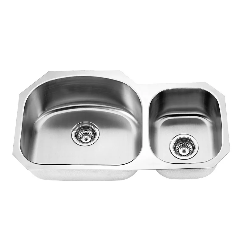 Металлическая кухонная раковина из нержавеющей стали с двойной чашей под заказ