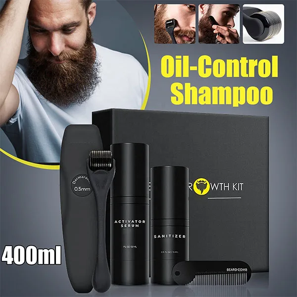 4 Pcs/ Set dropshipping hair growth serum men skin care beard growth product beard growth kit