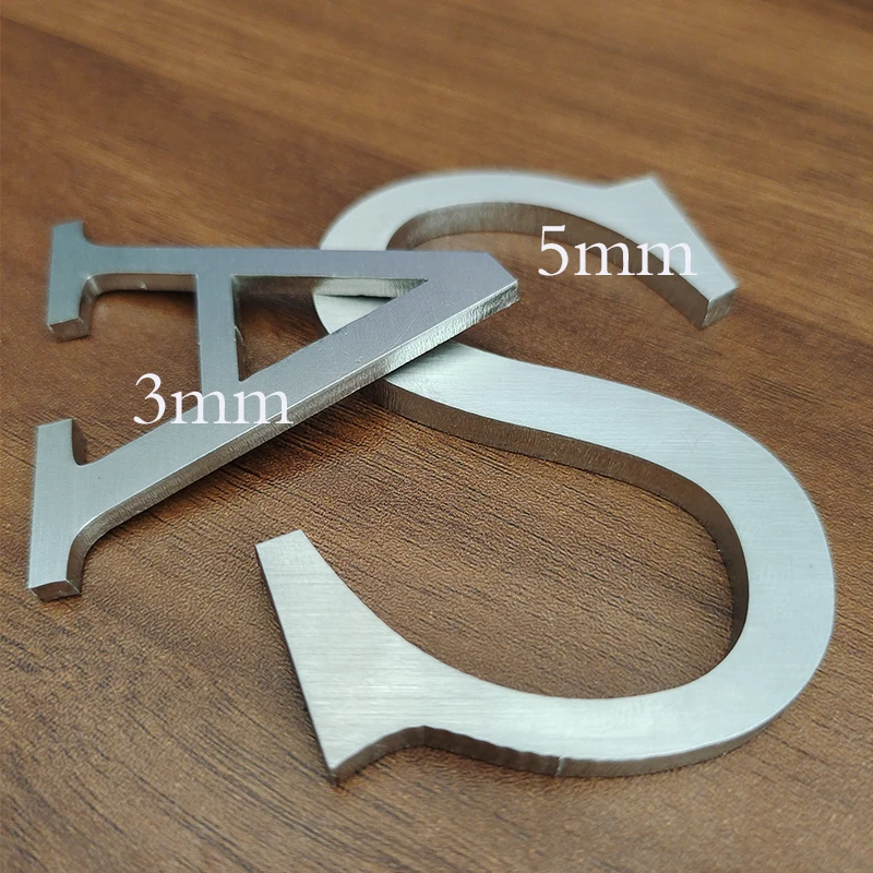 Customized 2358mm fine stainless steel solid word metal small word background wall antique brushed titanium gold sign word