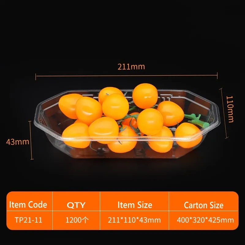 Custom Clear Black Blue Green Orange Yellow Plastic Packaging Tray Disposable Fruit Fresh Meat Seafood Packing Vegetables Tray