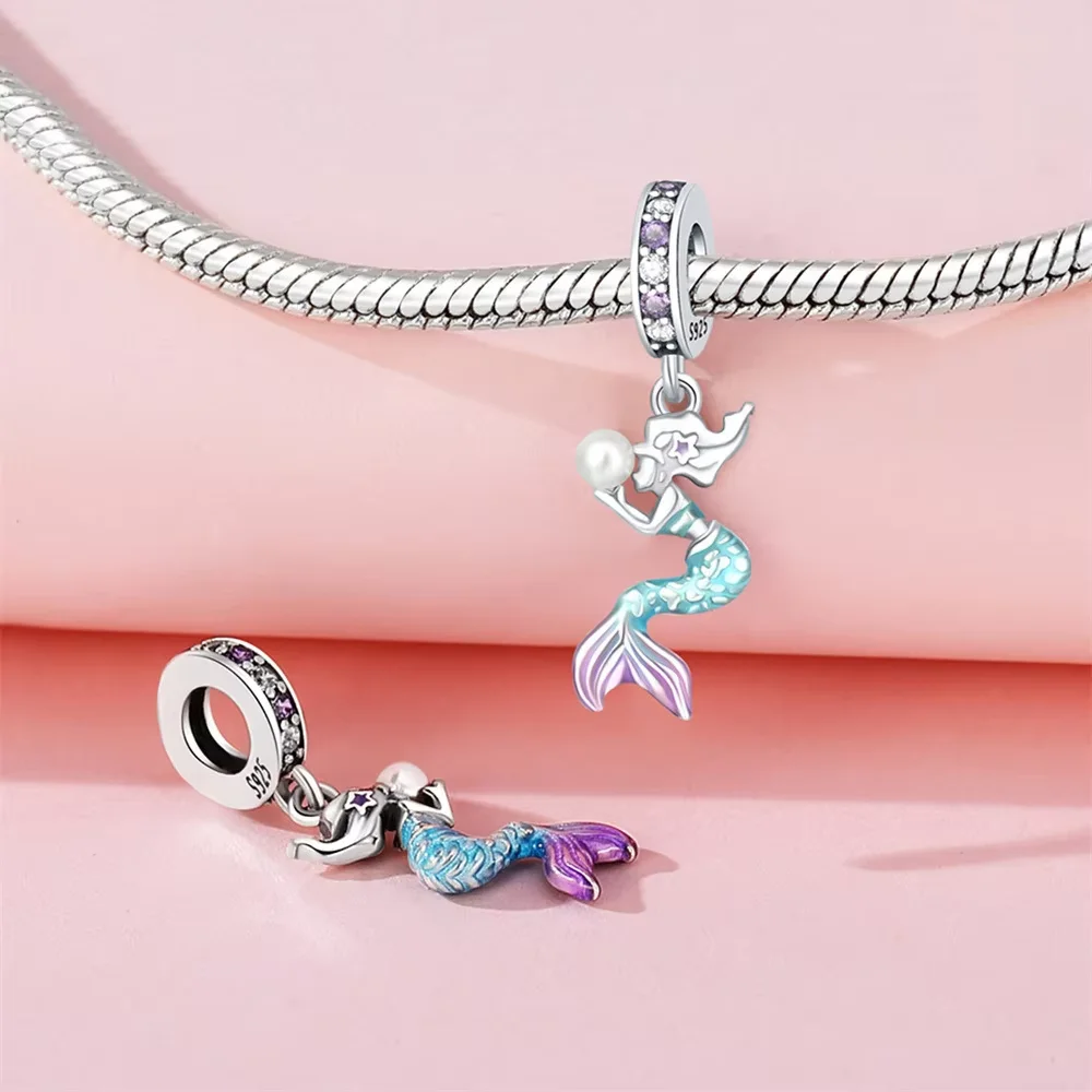 Wholesale ocean series DIY bracelet accessories 925 sterling silver jellyfish charm bracelet jewelry for women gift