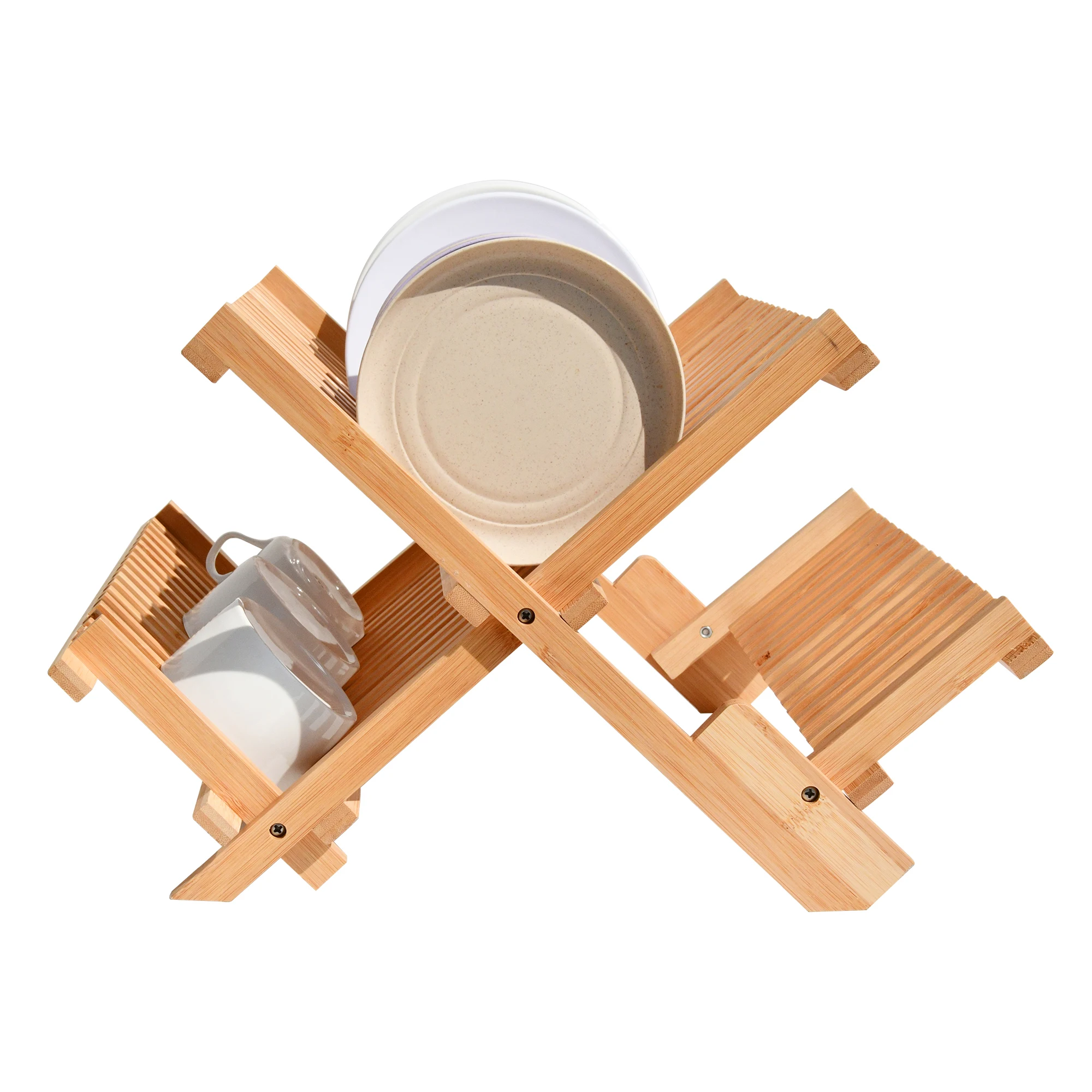 Bamboo Wooden Dish Drying Rack Utensil Holder,Dish Rack For Kitchen Counter Over Sink Small Adjustable