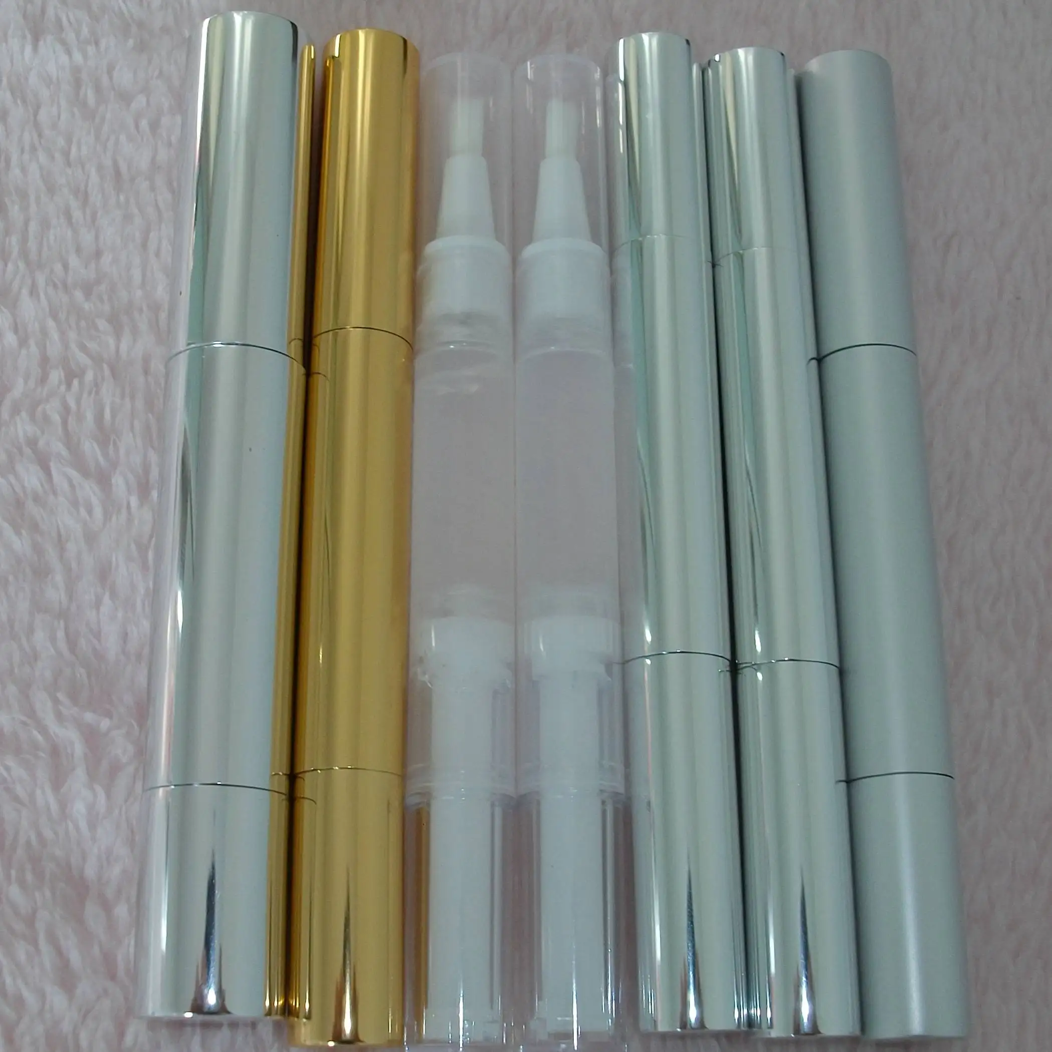 2ml 4ml 5ml Wholesale Gold Cosmetic Twist Packaging Makeup Empty Nail Care Lip Gloss Containers Tube Cuticle Oil Pen With Brush