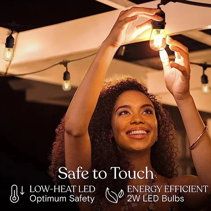 2024 Most Popular 48ft Vintage Brightness Edison Bulb Outdoor Bistro String Lights Led