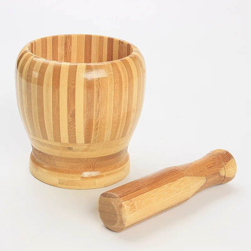 Wholesale Natural Color Durable Bamboo Mortar And Pestle Set