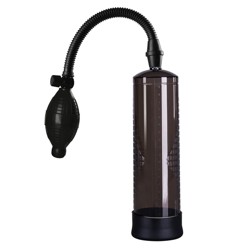 Smoke Color Pressure Ball Classic Penis Pump with 3 Silicone Gasket