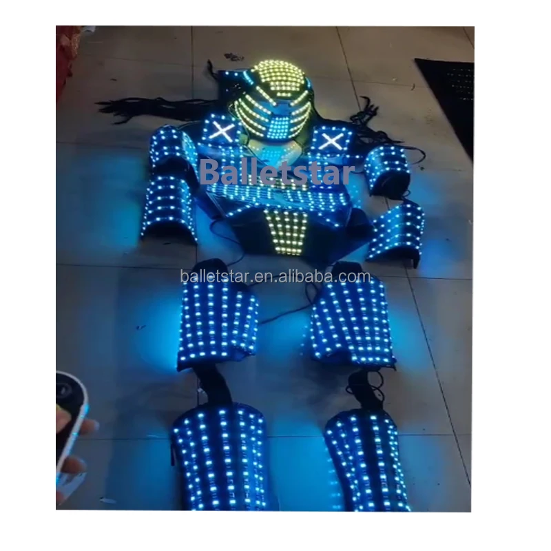 LED Robot Suits Costume David Guetta LED Suit With Laser Helmet illuminated kryoman led stilts clothes