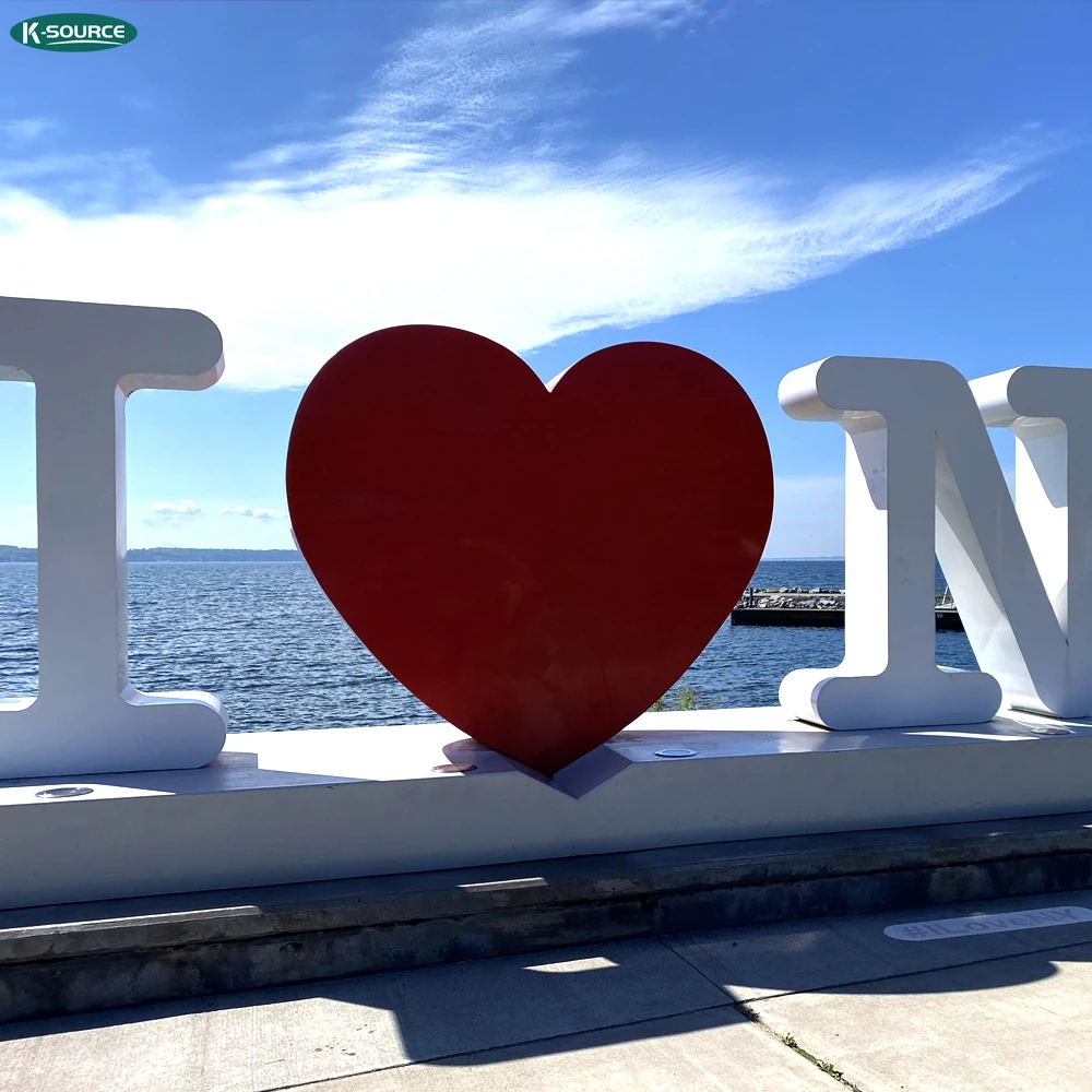 Outdoor park square large leisure art installation stainless steel love sculpture