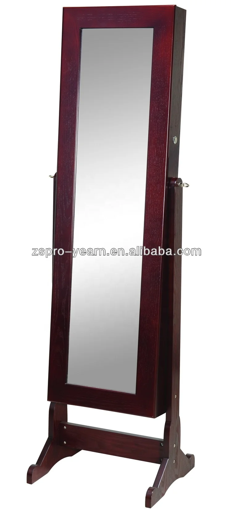 Floor Standing Lockable Wooden Storage Furniture Length Mirrored Jewelry Organizer Cabinet with Little Drawers