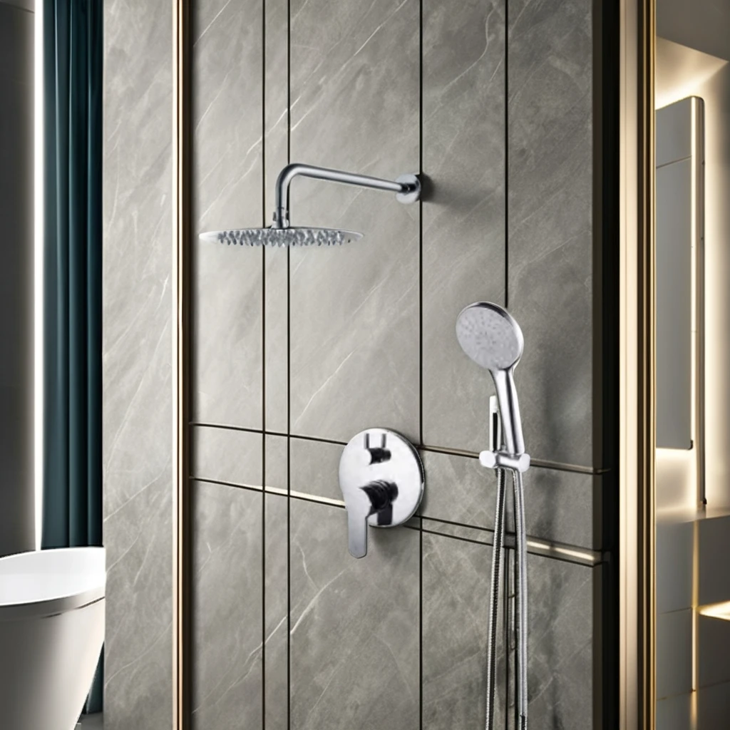 UPC Contemporary Single-Handle Shower System Brass Bathroom Fittings with Rain Spray Pattern Ceramic Valve Core