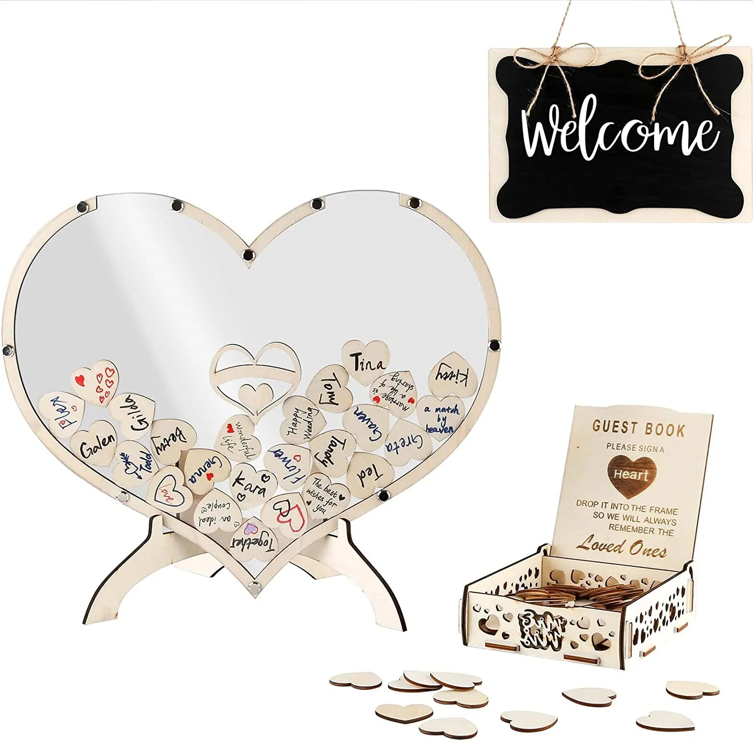 Wedding Party Decoration Guests Unique Elegant Wooden Precious Memories Personalized Wedding Guest Book For Sale