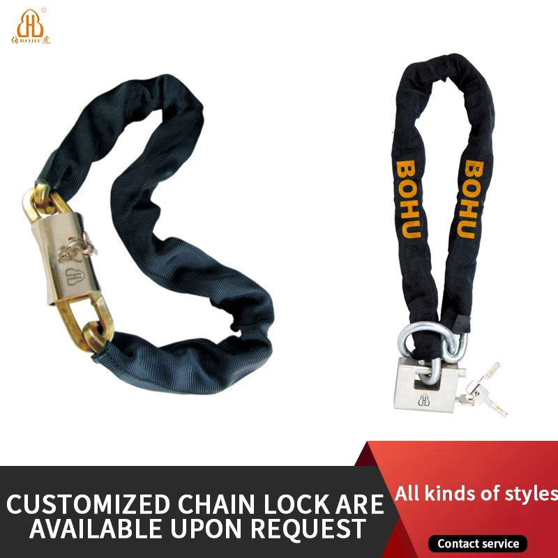 
BOHU long bike chain lock alloy steel motorcycle chain lock sturdy and durable bicycle chain Lock 