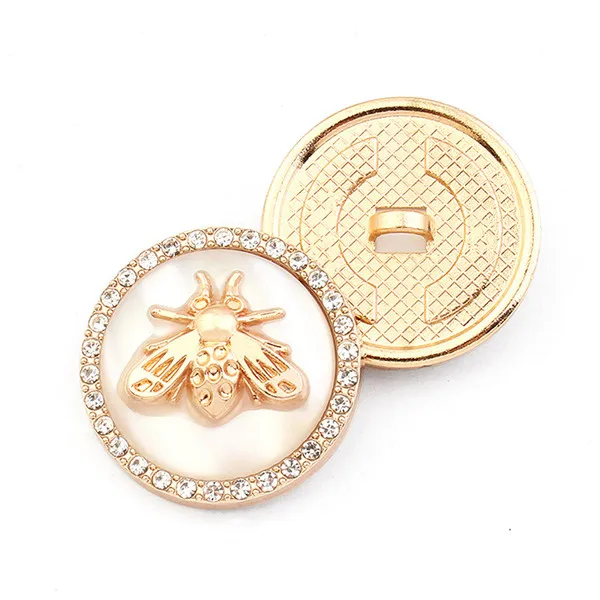 Factory direct sales of high-grade custom bees with diamonds gold metal hand-sewn buttons wholesale