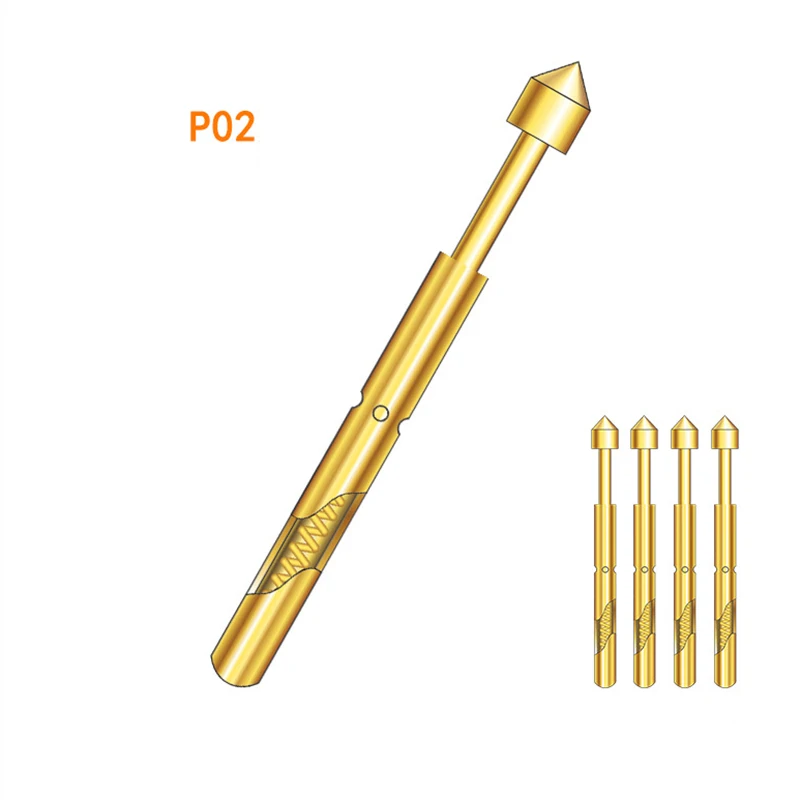 Пружинные контактные щупы, тестовый контактный щуп для печатной платы, позолоченный медный Pogo Pin P02