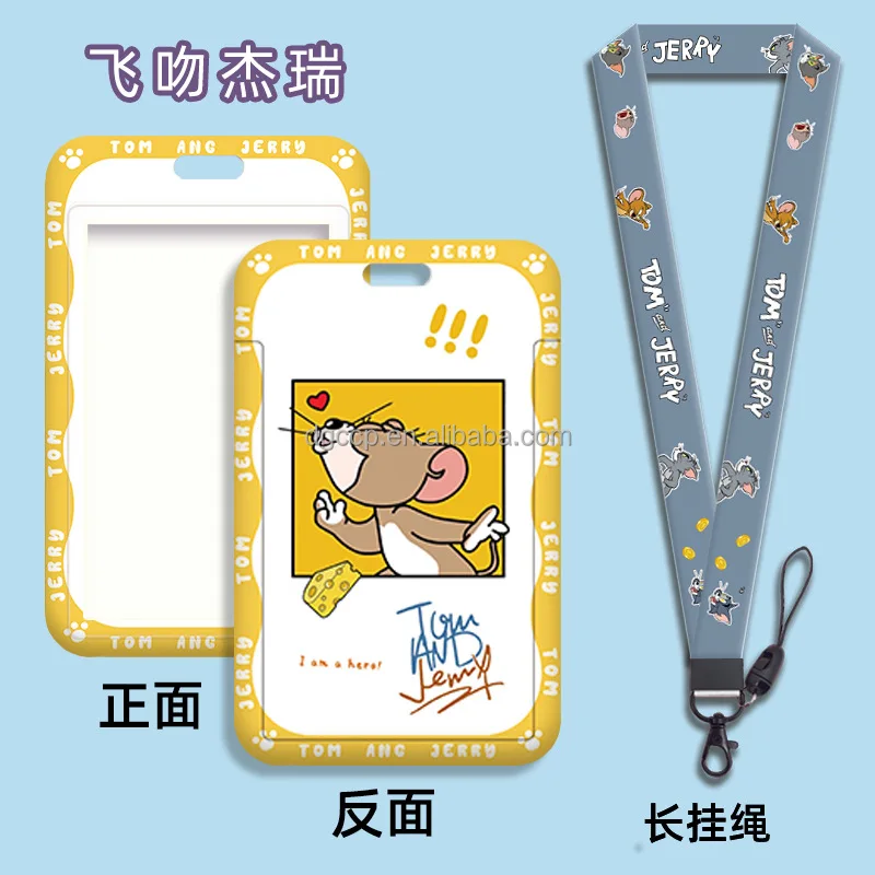 Hot sales American cartoon characters Card Holder Lanyard Anti-Lost Name Badge Bus Work ID Card Case with Lanyard