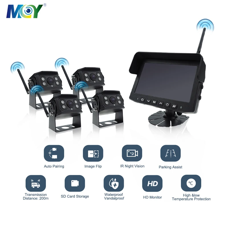 300m Transmission Range Reverse Wireless System Bus Truck Car Security CCTV Wireless Backup Camera