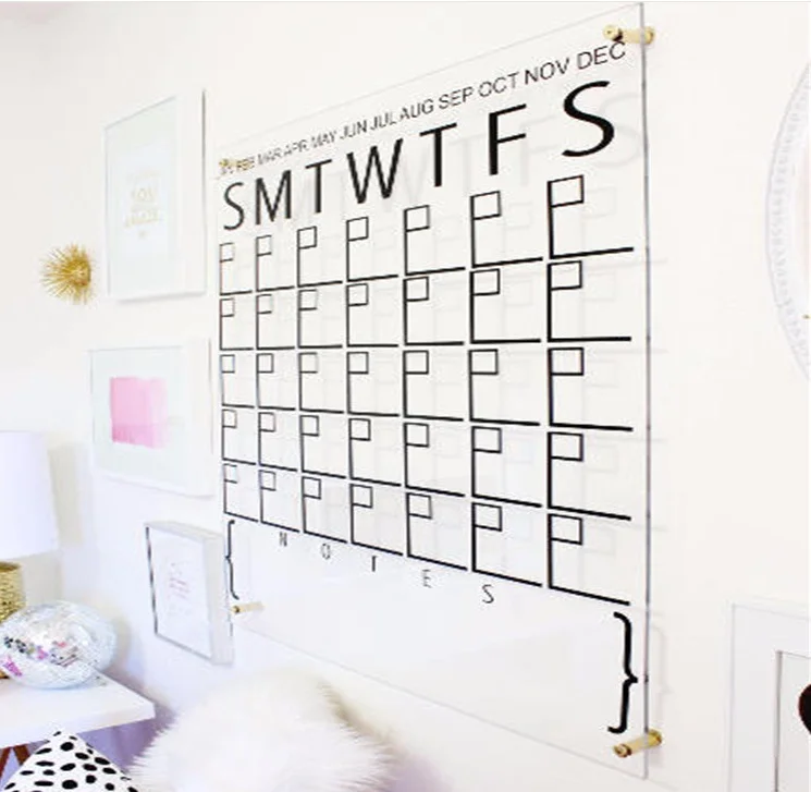 Wholesale Custom Clear Acrylic Dry Erase Board Printing Calendar Menu Message Signs Reusable Frameless Wall Mounted Planner