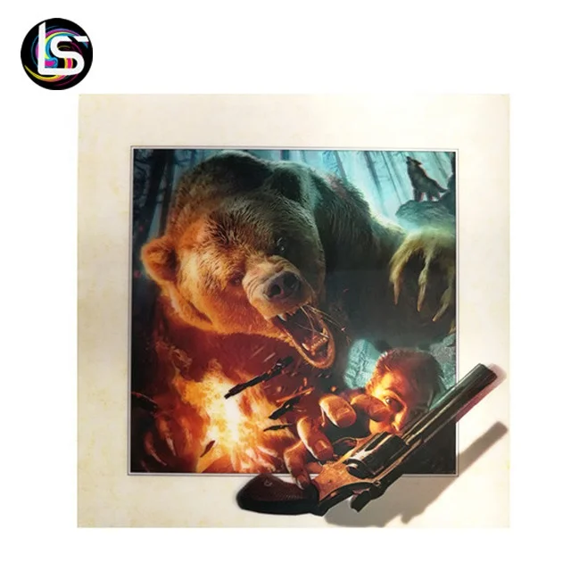 Custom Lenticular Printing Lion Painting 3d Effect Animal Pictures