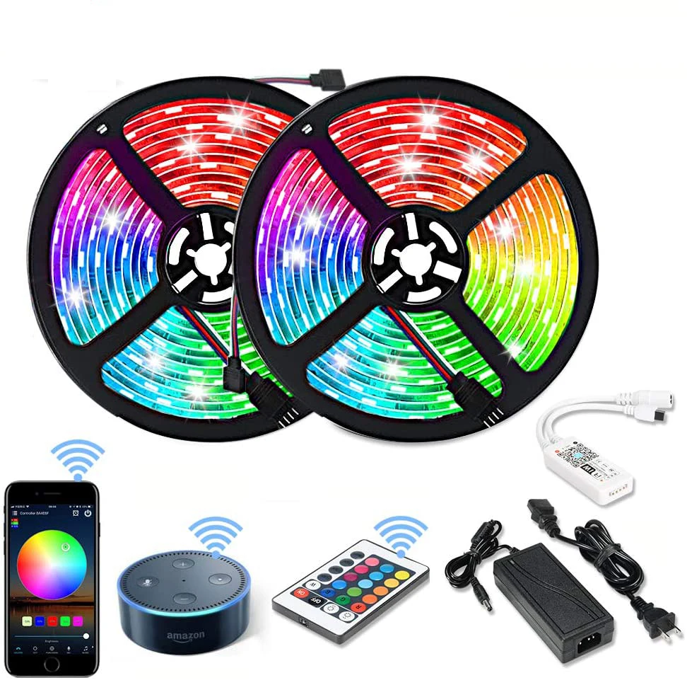 WiFi Alexa LED Smart Lights Strip App Smart Phone Controlled Wireless LED Tape Compatible with Alexa Google Assistant