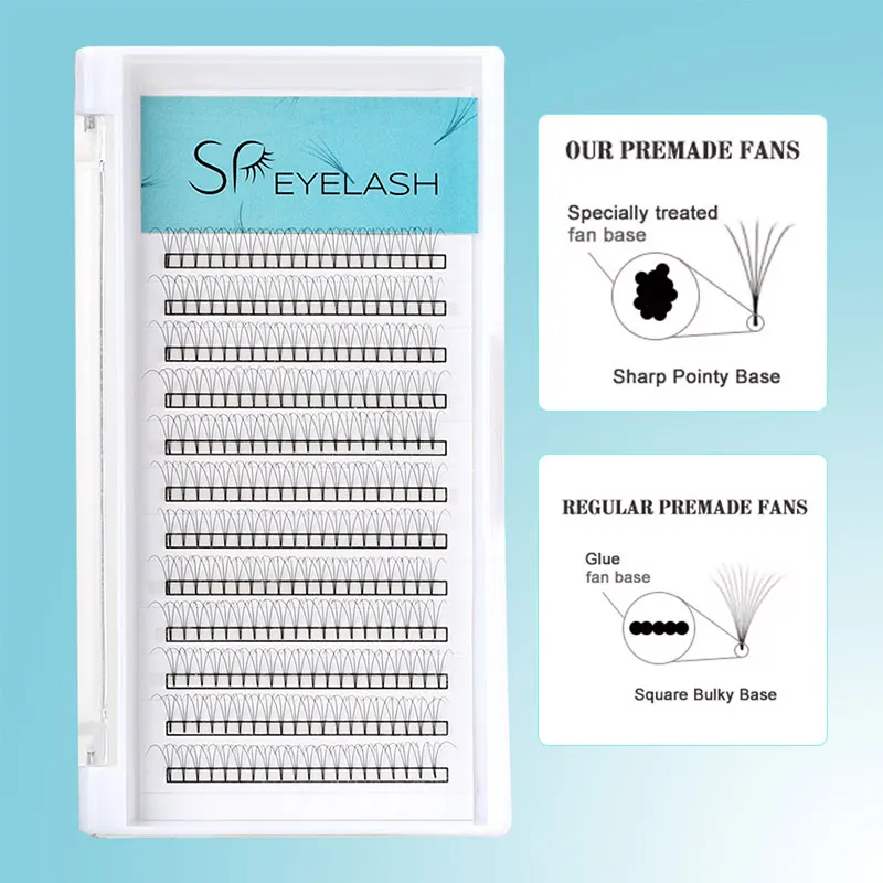 8-15mm mix 10D Premade Eyelash Fans Volume pointy Fans Eyelash Extension Tray Manufacturer