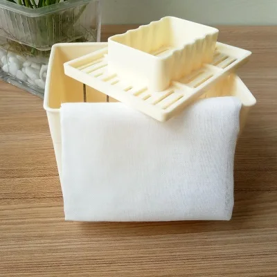 1PC DIY Homemade Plastic Tofu Maker Press Mold Kit Tofu Making Tool Set Soybean Pressing Mold With Cheese Cloth