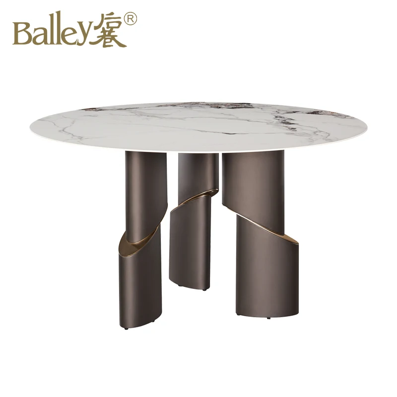 Italian Model Dining Table in Dining Room Furniture Modern Extension High Gloss Luxury Marble White Kitchen OEM