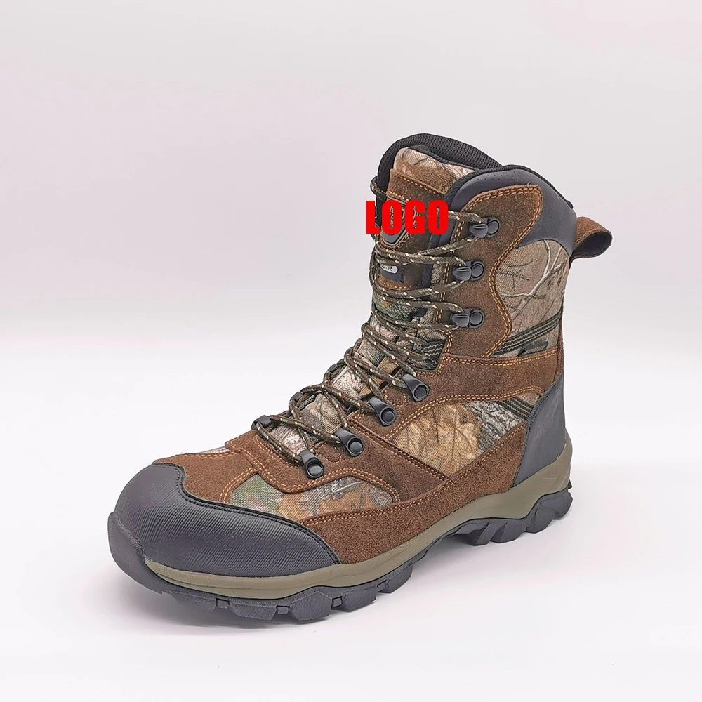 
Outdoor Activity Hunting Shoes Full Grain Leather and Camouflage Waterproof Breathable High Top Hunting Boots for Men 