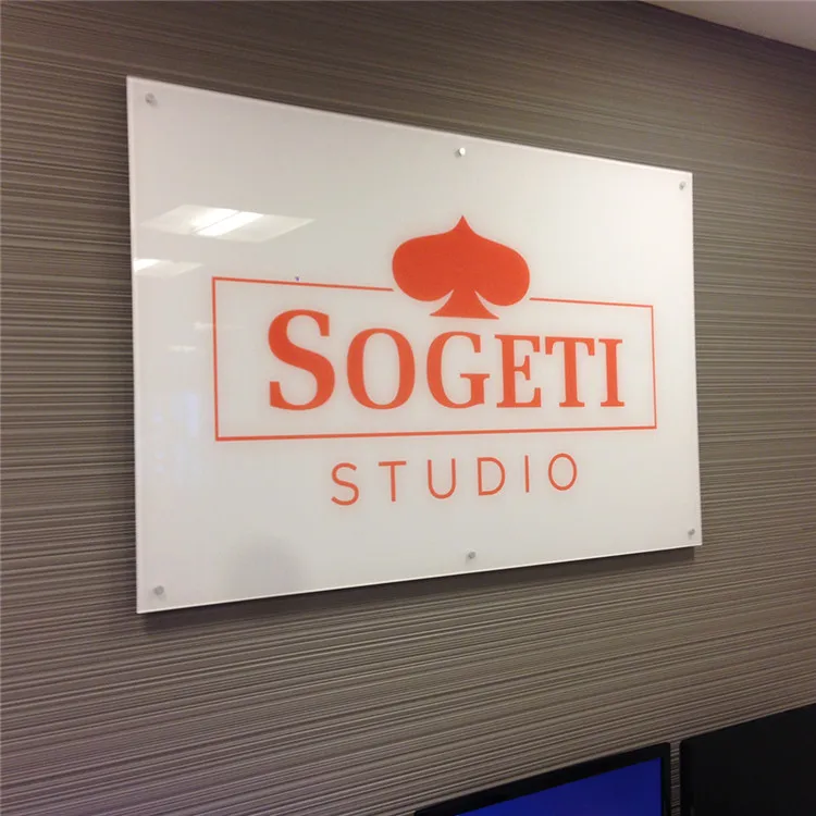 Factory Interior Directory Signs Rectangle clean frosted hanging logo Acrylic signage Office Reception Sign board with Standoffs