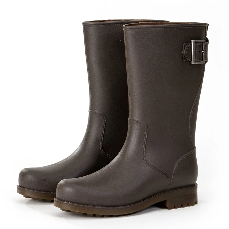 Men Tall Rain Boots - NOT for Wide Calf - Ultra Lightweight Flat Wellies