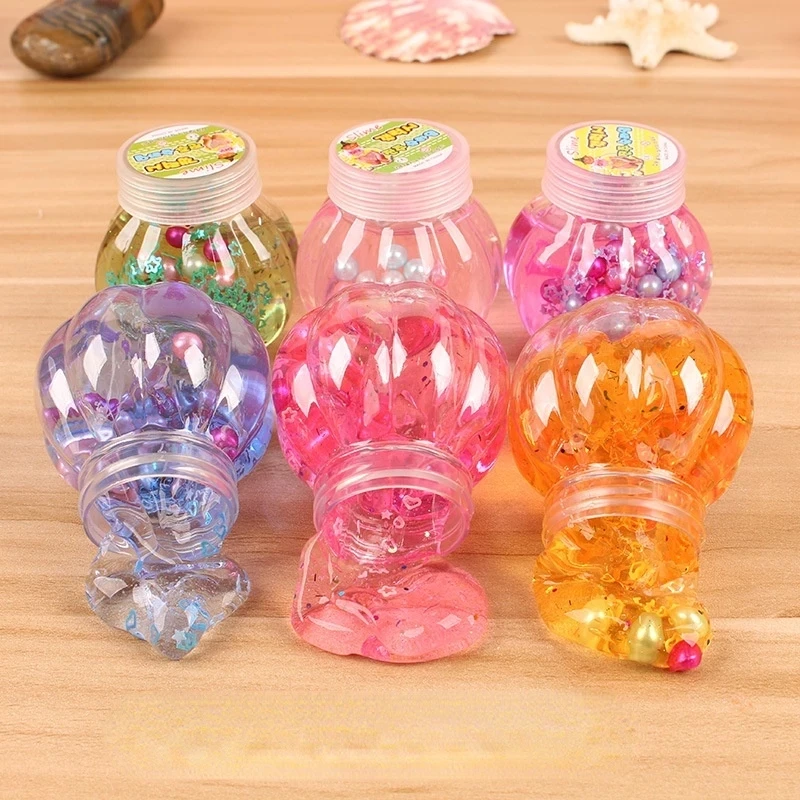 Pumpkin Bottle Crystal Mud Pearl Color Slime Toys Fluffy Foam Putty Plasticine Cloud Clay for Kids DIY Educational Toys