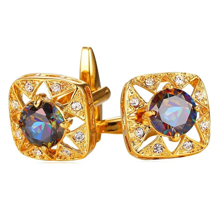 High Quality Fashion French Copper Main Stone round Metal Enamel Boat Anchor Mens Cufflinks