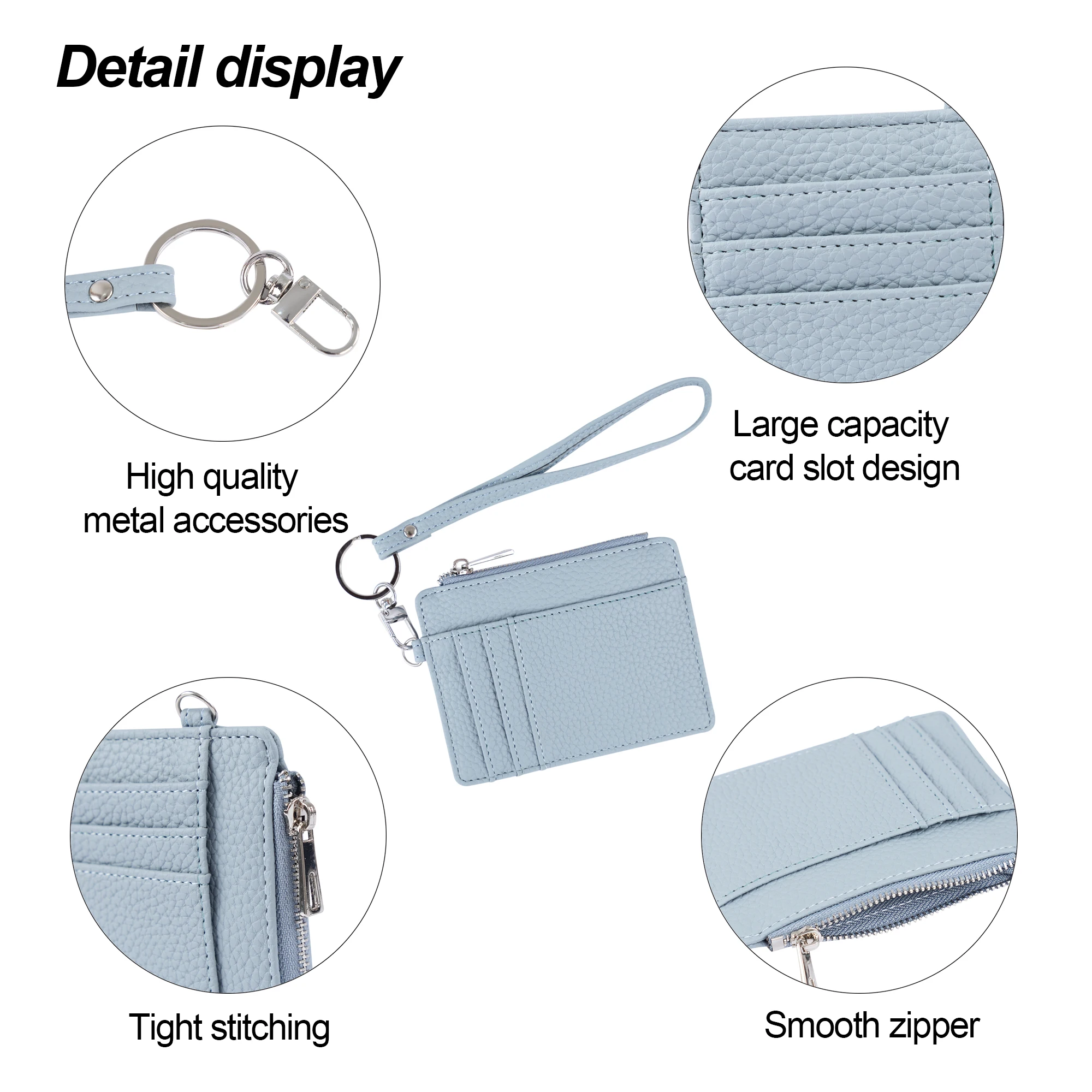 RFID Blocking Keychain Wallet Lightweight Wristlet Coin Purse Credit Card Holder Zip ID Case For Women And Men