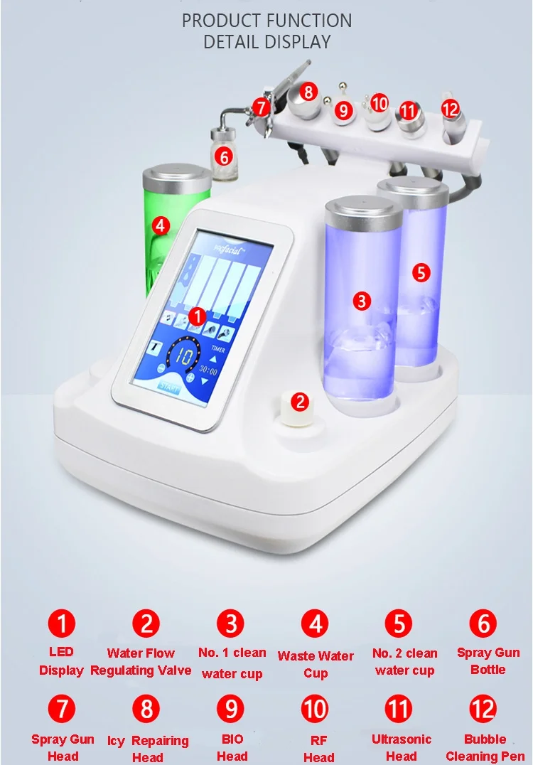  Factory price Beauty Face Equipment Ultrasonic Hydro Facial 6 in 1 dermabrasion