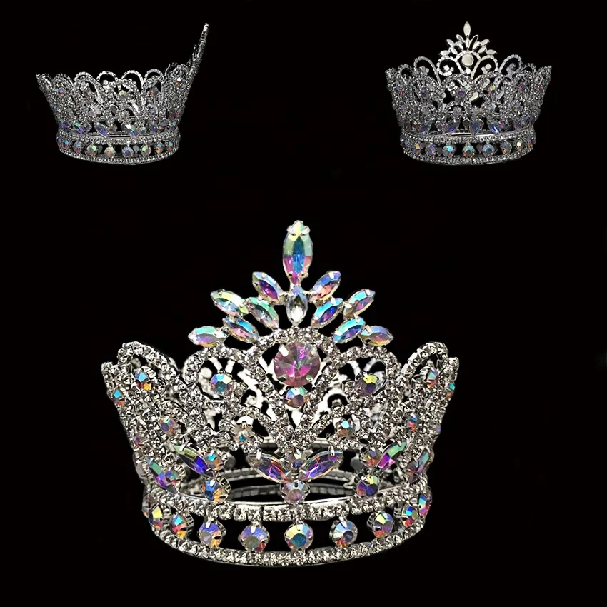 Adult Custom Crystal Full Round Crown Beauty Tiara