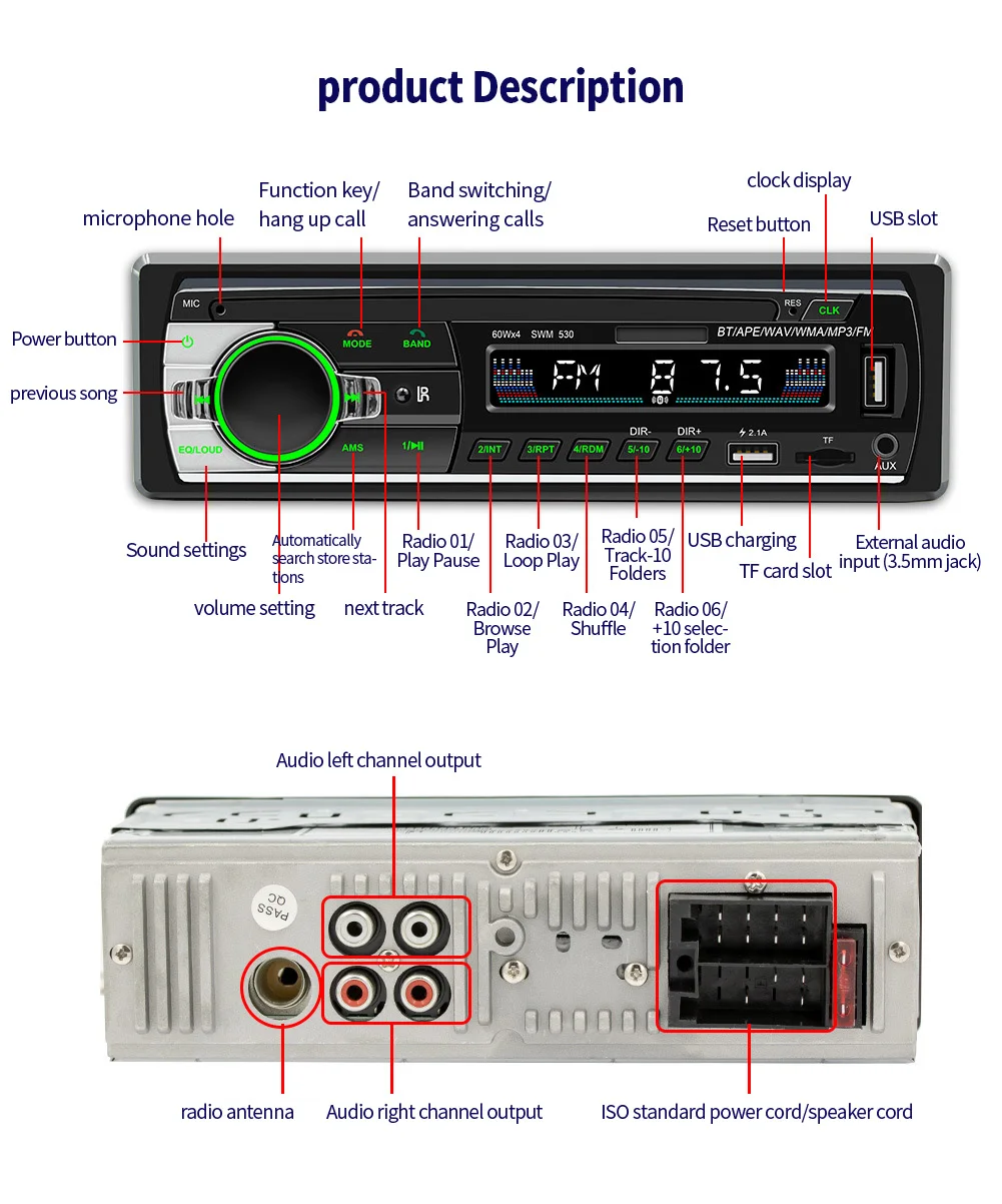New Car BT MP3 player card U disk car radio instead of usb charging Car DVD
