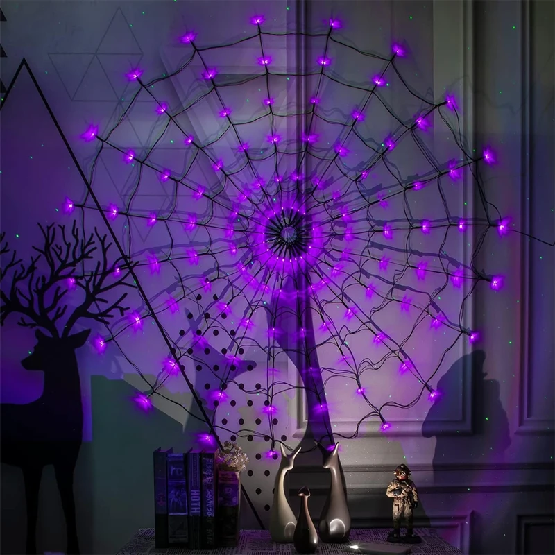 Led Halloween Light Spider Web Decoration Lights Spider Net Lamp Decorative Atmosphere Party Lights