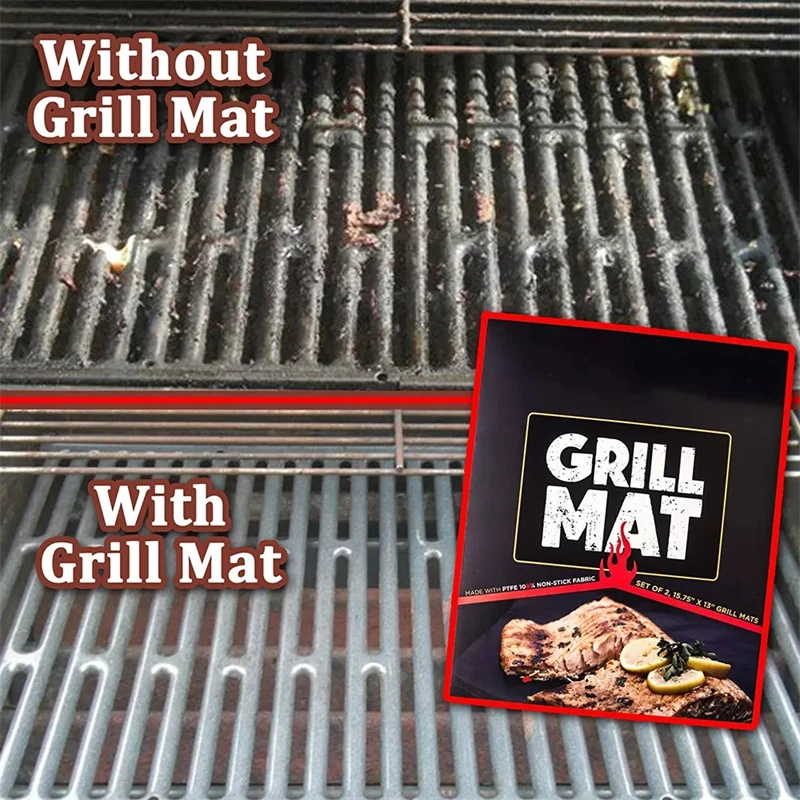 Square Non-stick Lacquer Baking Mat Reusable 40*33cm PTFE Fireproof Barbecue Mesh BBQ Grill Mats