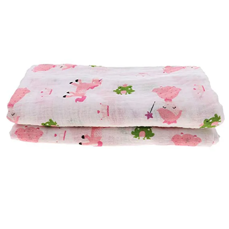 Soft Pure Cotton Muslin Swaddle Blankets Custom Design Bamboo Muslin Swaddle Blankets