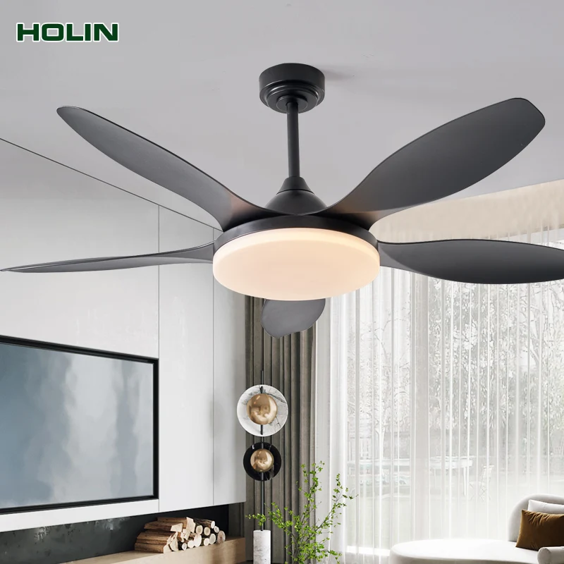Modern led ceiling fans  Remote Control Dimmable Copper Motor Smart Remote Control ABS Blades ceiling fan with led light