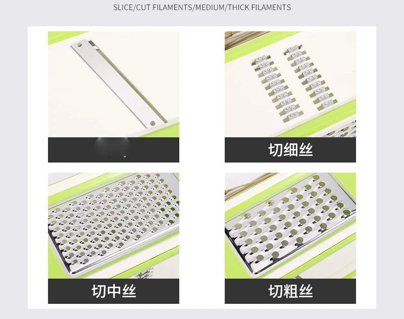 Kitchen Tool 4-Sided Grater Chopper 5 in 1 Square Shredding Machine Potato Chipper French Fry Cutter