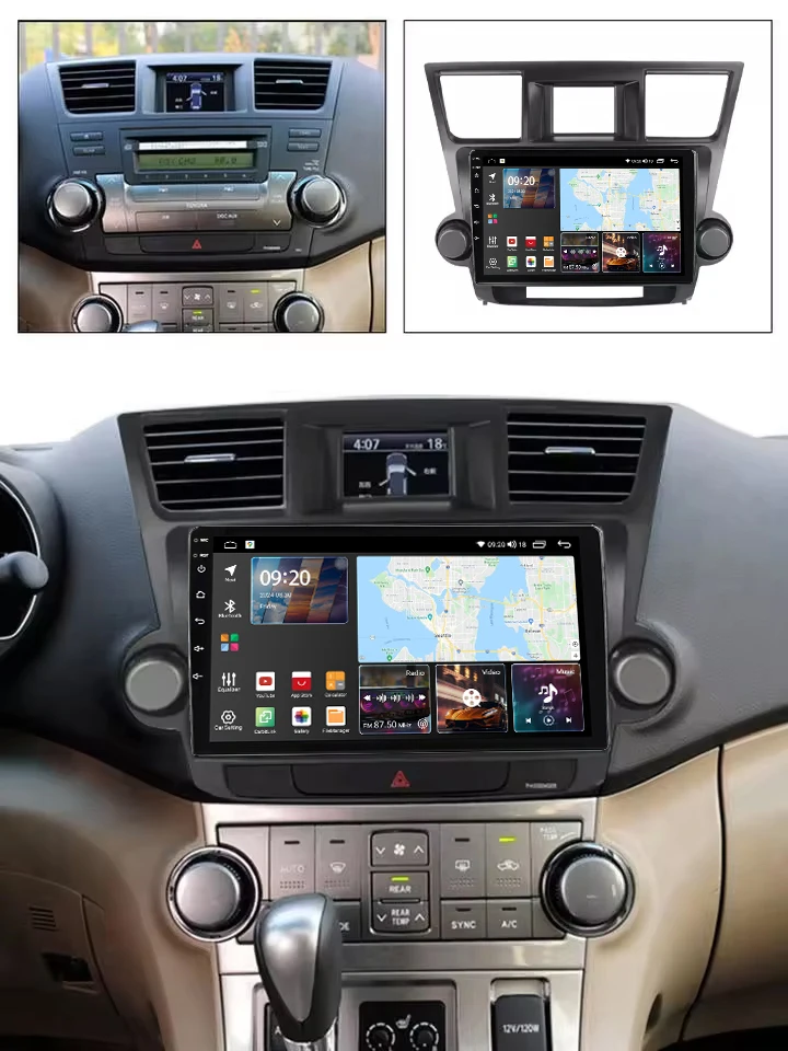 10-Inch Android Car Stereo For Toyota Highlander 2 XU40 2007-2014 CarPlay Auto Radio 2DIN GPS Navigation WIFI 4G Network