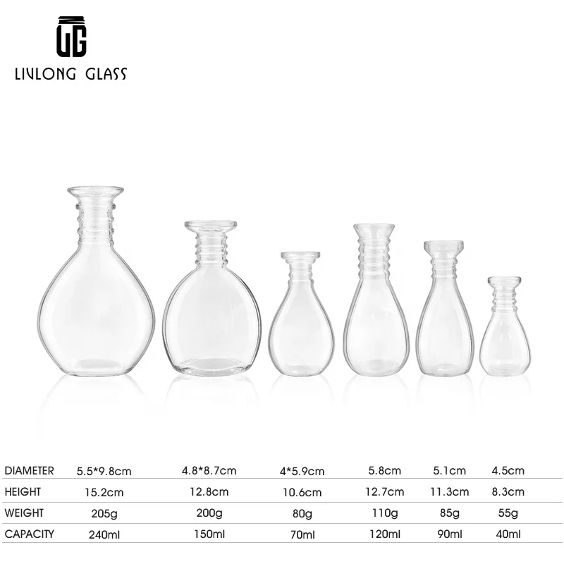 Customize a series of 40 ml to 240 ml clear decorative art  sand  glass bottle