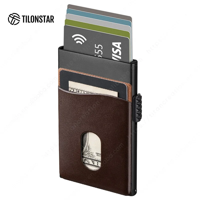 Ready To Ship Modern Auto Pop Up Wallet Porte Carte Automatique Secure Credit Card Holder For Men