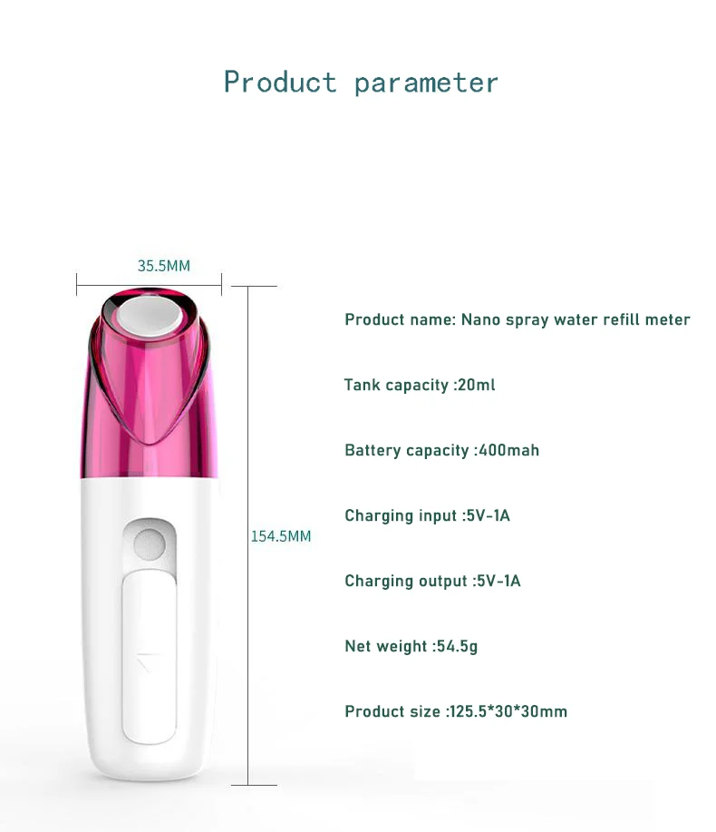 Mini Spa Portable Facial Sprayer Handy Water Hydrogen Facial Steamer Face Moisturizing Beauty Instrument Nano Mist Ion Sprayer